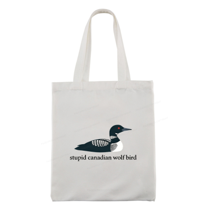 Pagewings Stupid Canadian Wolf Bird Tote Bag
