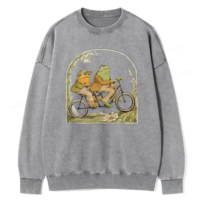 Pagewings Frog And Toad Book Vintage Unisex Washed Sweatshirt