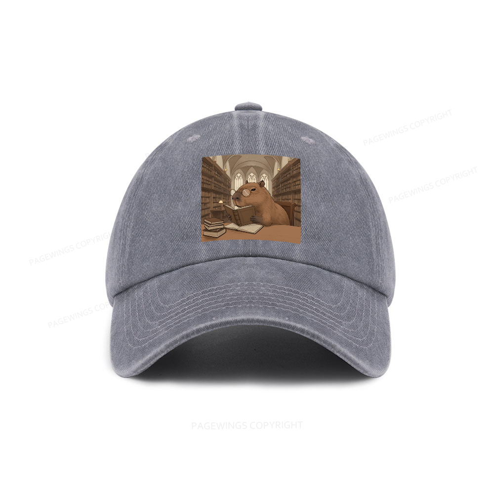 Pagewings The Reader Capybara Washed Cap