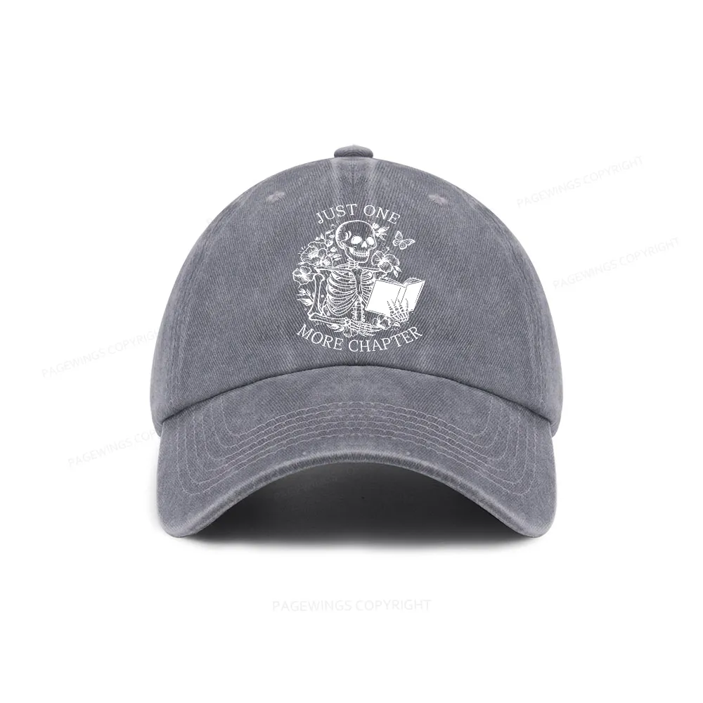 Pagewing One More Chapter Skeleton Unisex Tee Washed Cap