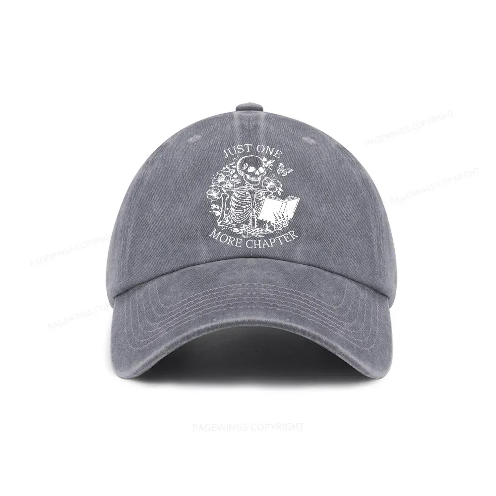 Pagewing One More Chapter Skeleton Unisex Tee Washed Cap