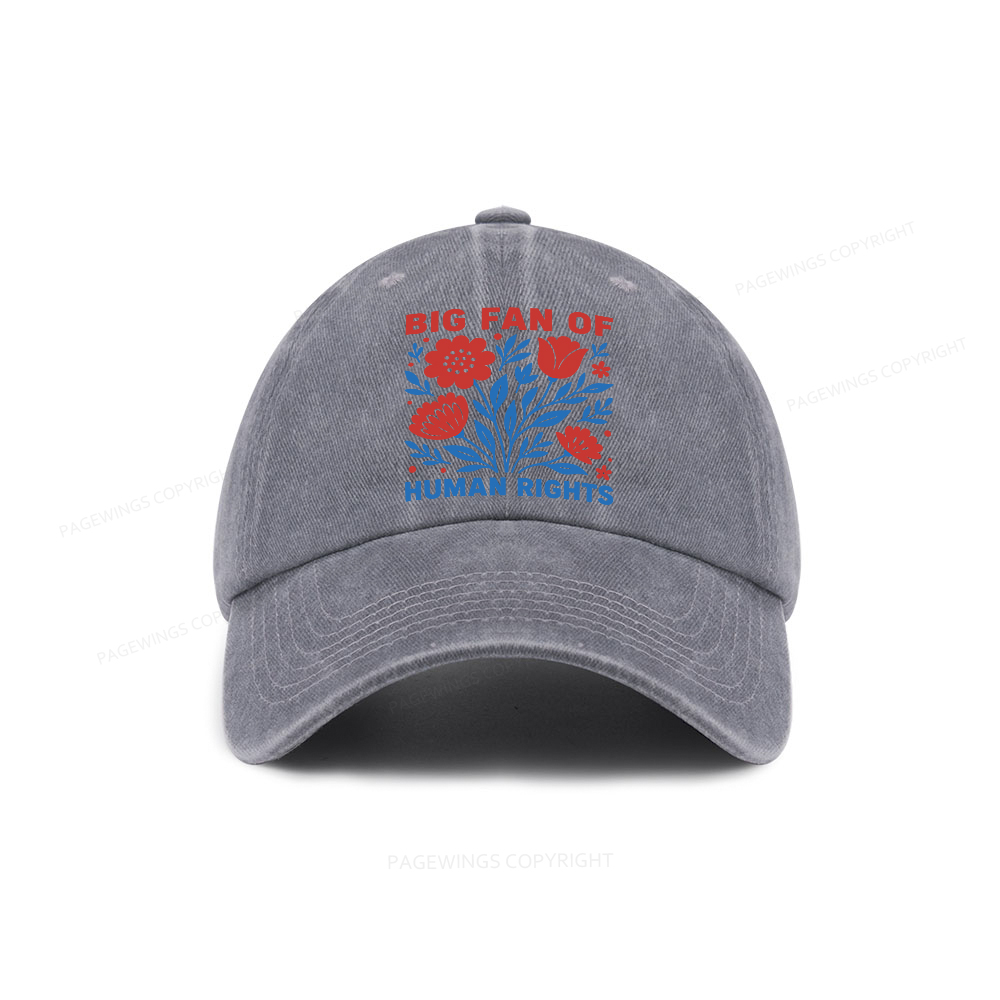 Pagewings Big Fan Of Human Rights  Washed Cap