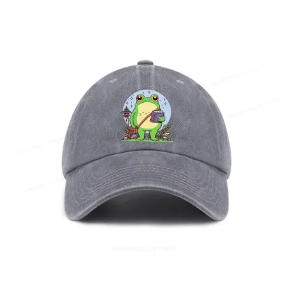 Pagewings Frog Reading Book Washed Cap