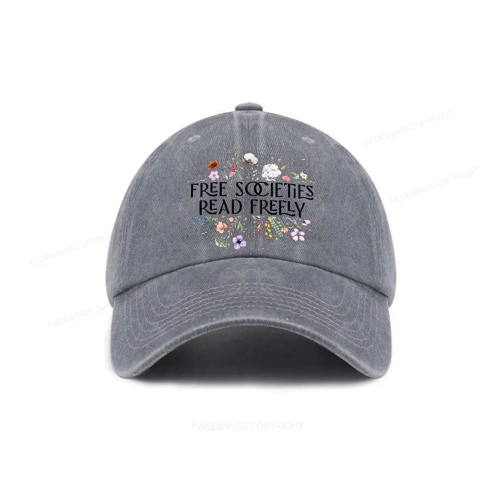 Pagewings Free Societies Read Freely Washed Cap