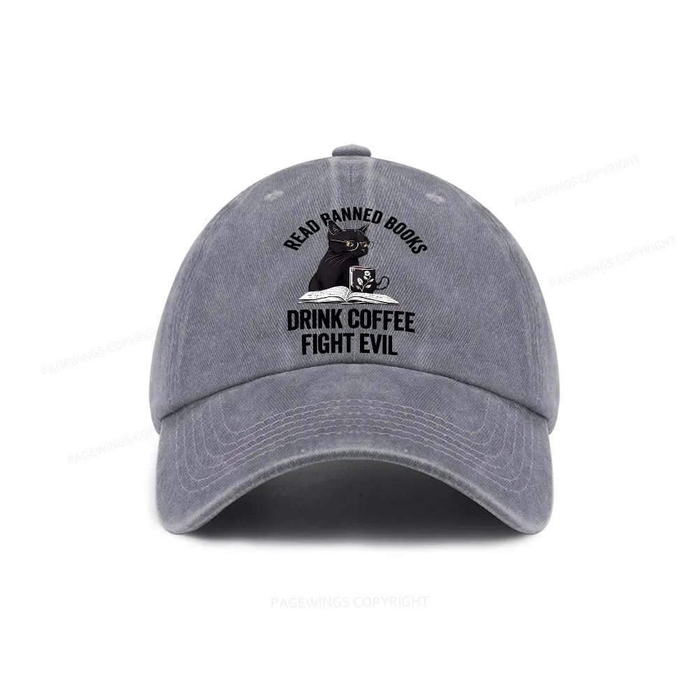Pagewings Read Books Drink Coffee Fight Evil Washed Cap