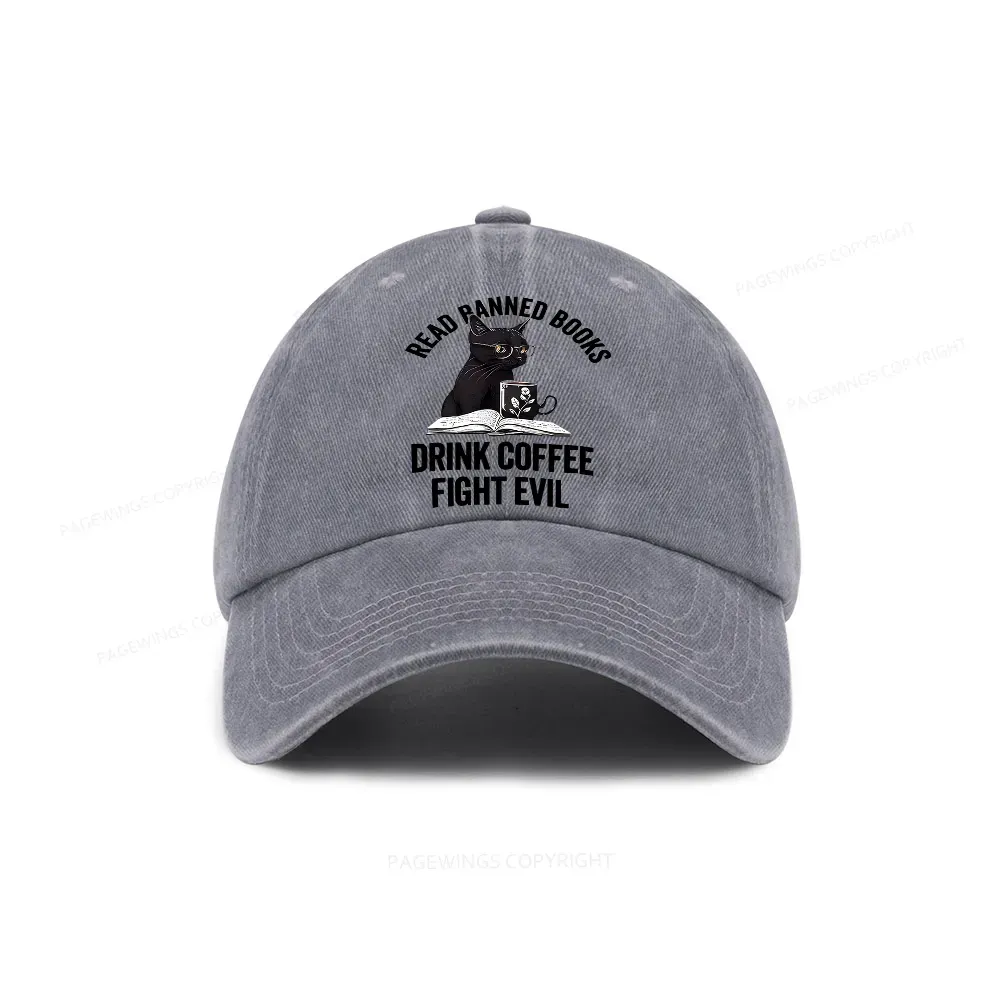 Pagewings Read Books Drink Coffee Fight Evil Washed Cap