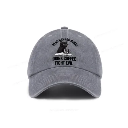 Pagewings Read Books Drink Coffee Fight Evil Washed Cap