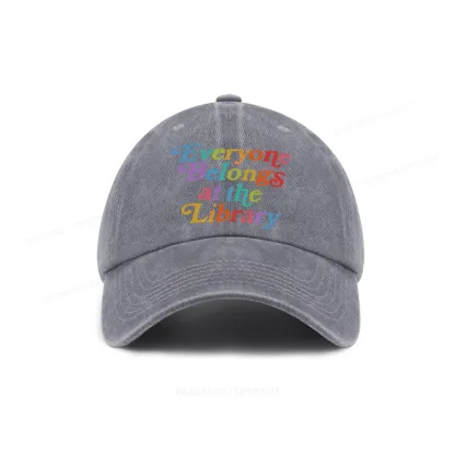 Pagewings Everyone belongs at the library Washed Cap