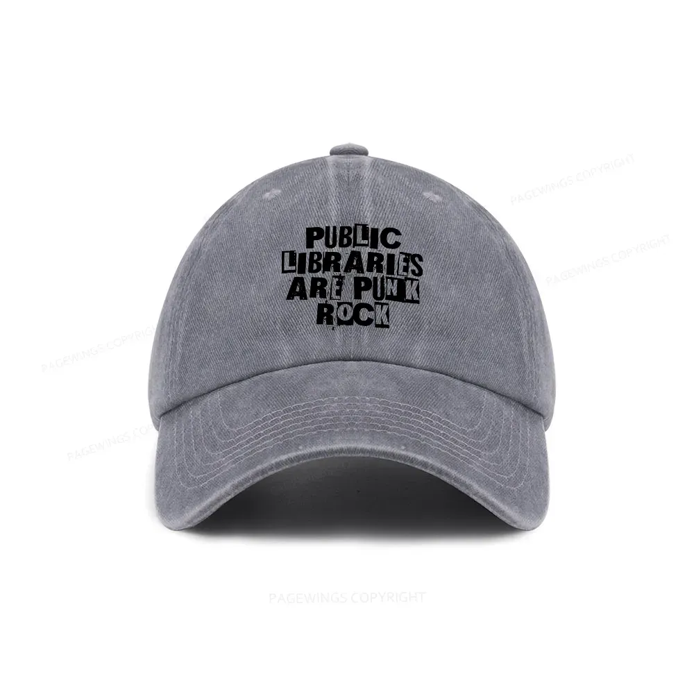 Pagewings Public Libraries Are Punk Rock Washed Cap