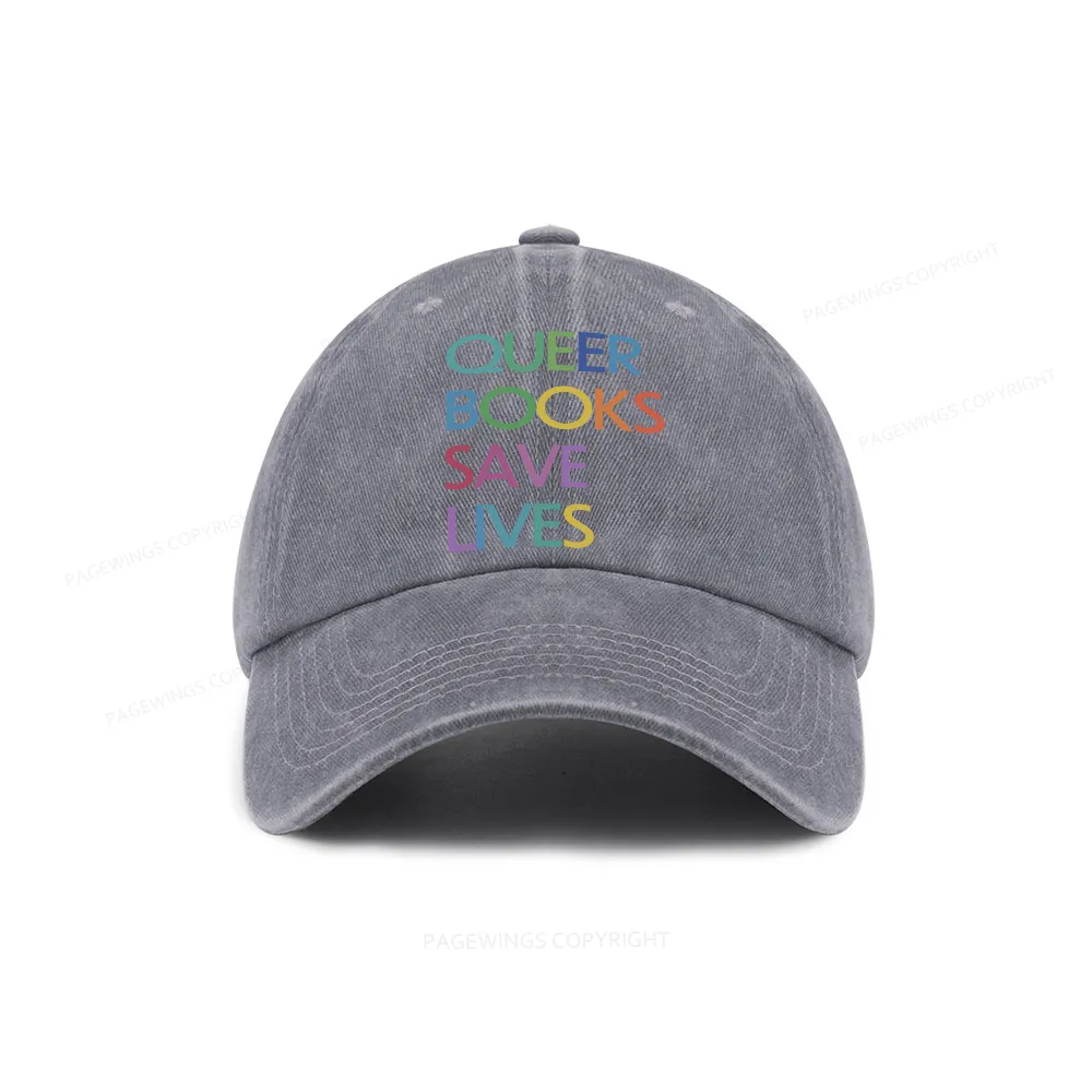 Pagewings Queer Books Save Lives Washed Cap