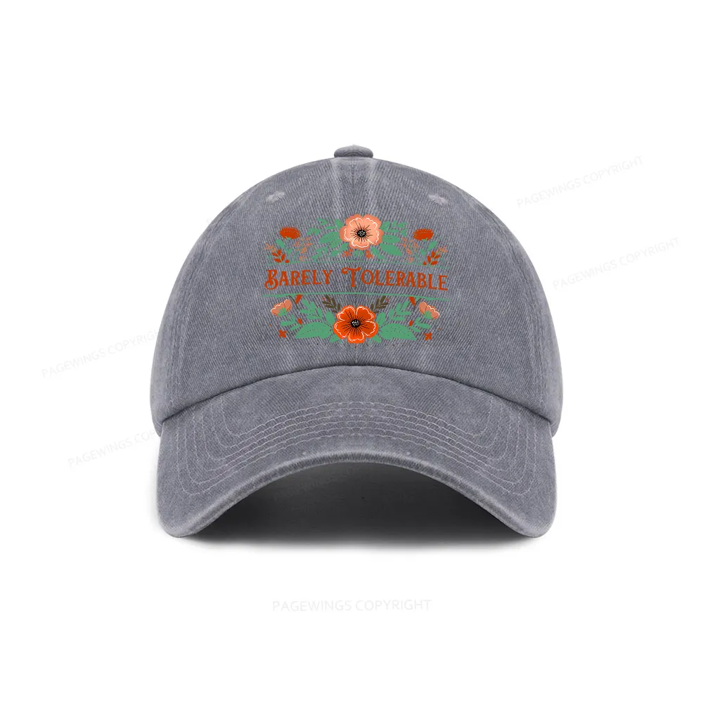Pagewings Barely Tolerable Book Lover Bookish Washed Cap