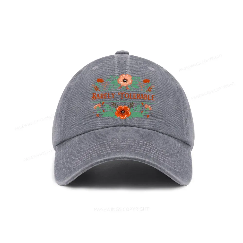 Pagewings Barely Tolerable Book Lover Bookish Washed Cap