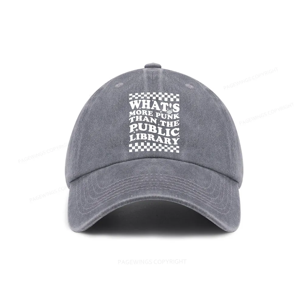 Pagewings punk the public library Washed Cap