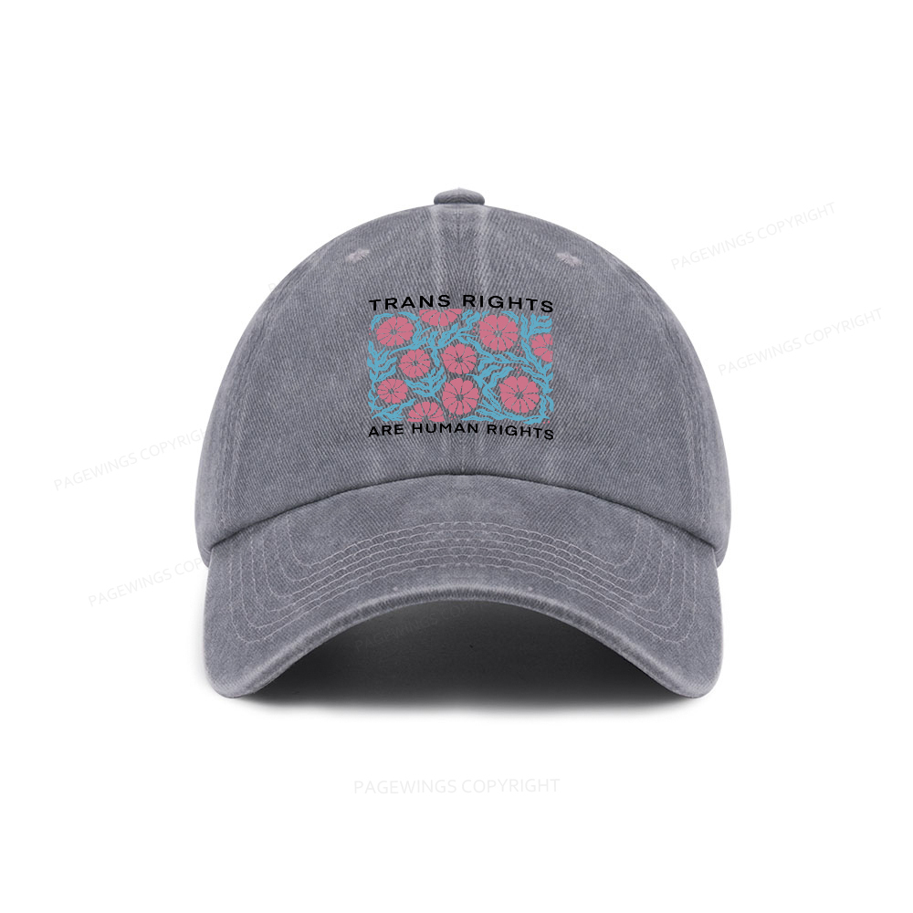 Pagewings Trans Rights Are Human Rights Washed Cap