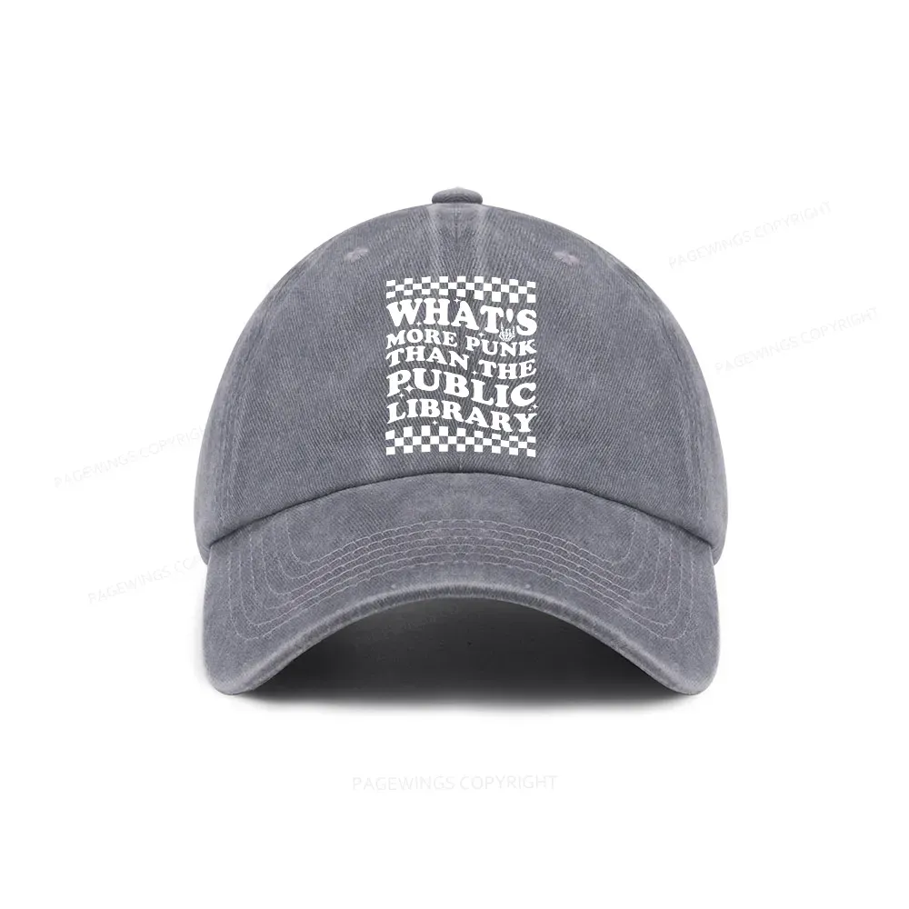 Pagewings punk the public library Washed Cap
