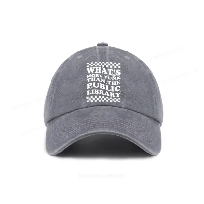 Pagewings punk the public library Washed Cap