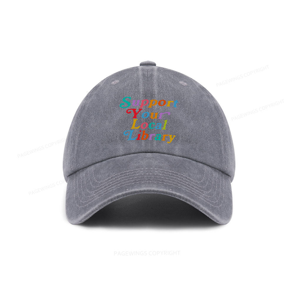 Pagewings Support Your Local Library Washed Cap