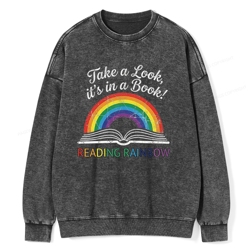 Pagewings Reading Rainbow Unisex Washed Sweatshirt