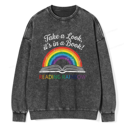 Pagewings Reading Rainbow Unisex Washed Sweatshirt