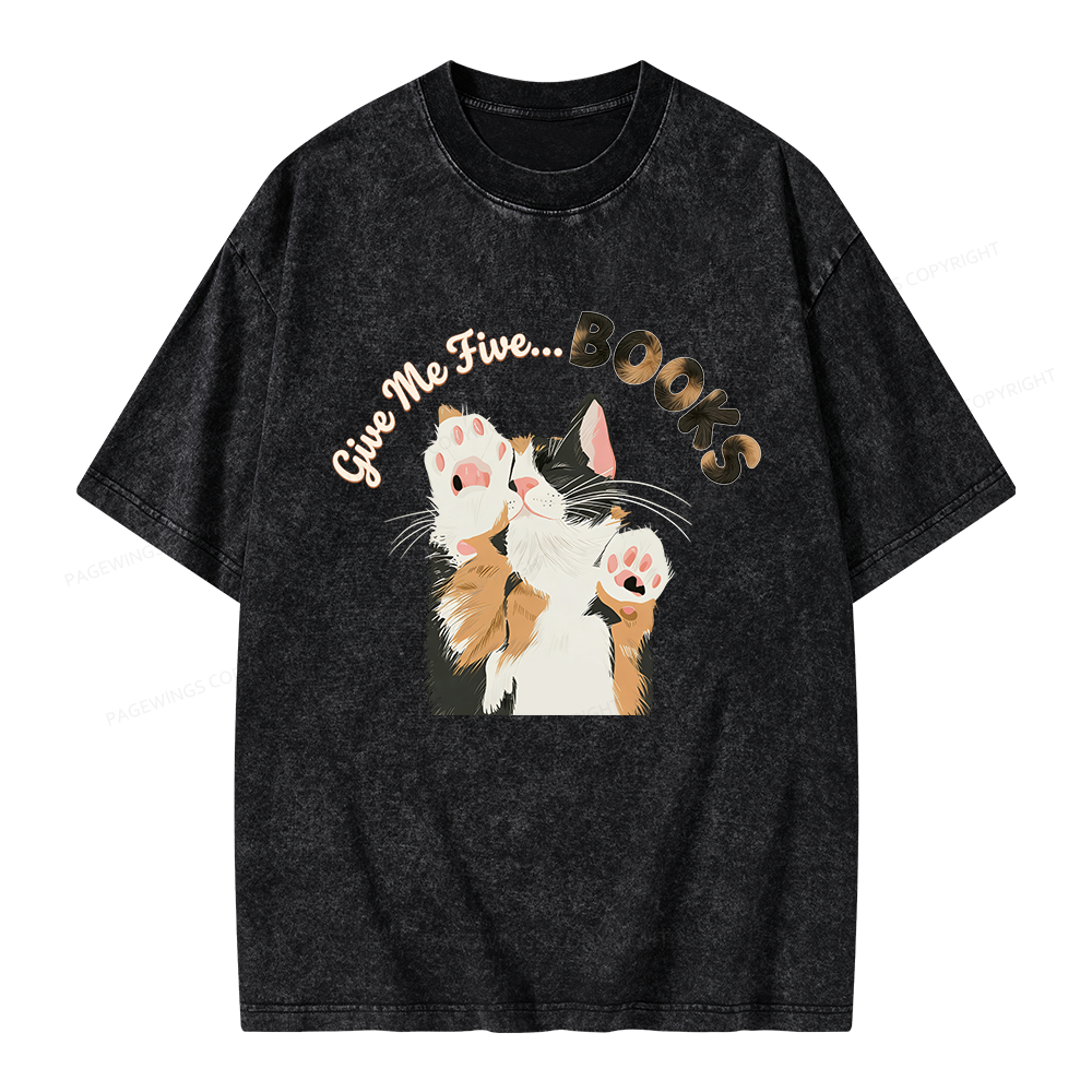 Pagewings Give Me Five Books Unisex Washed T-shirt