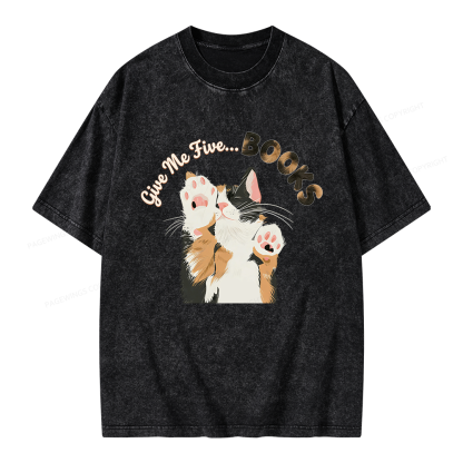 Pagewings Give Me Five Books Unisex Washed T-shirt