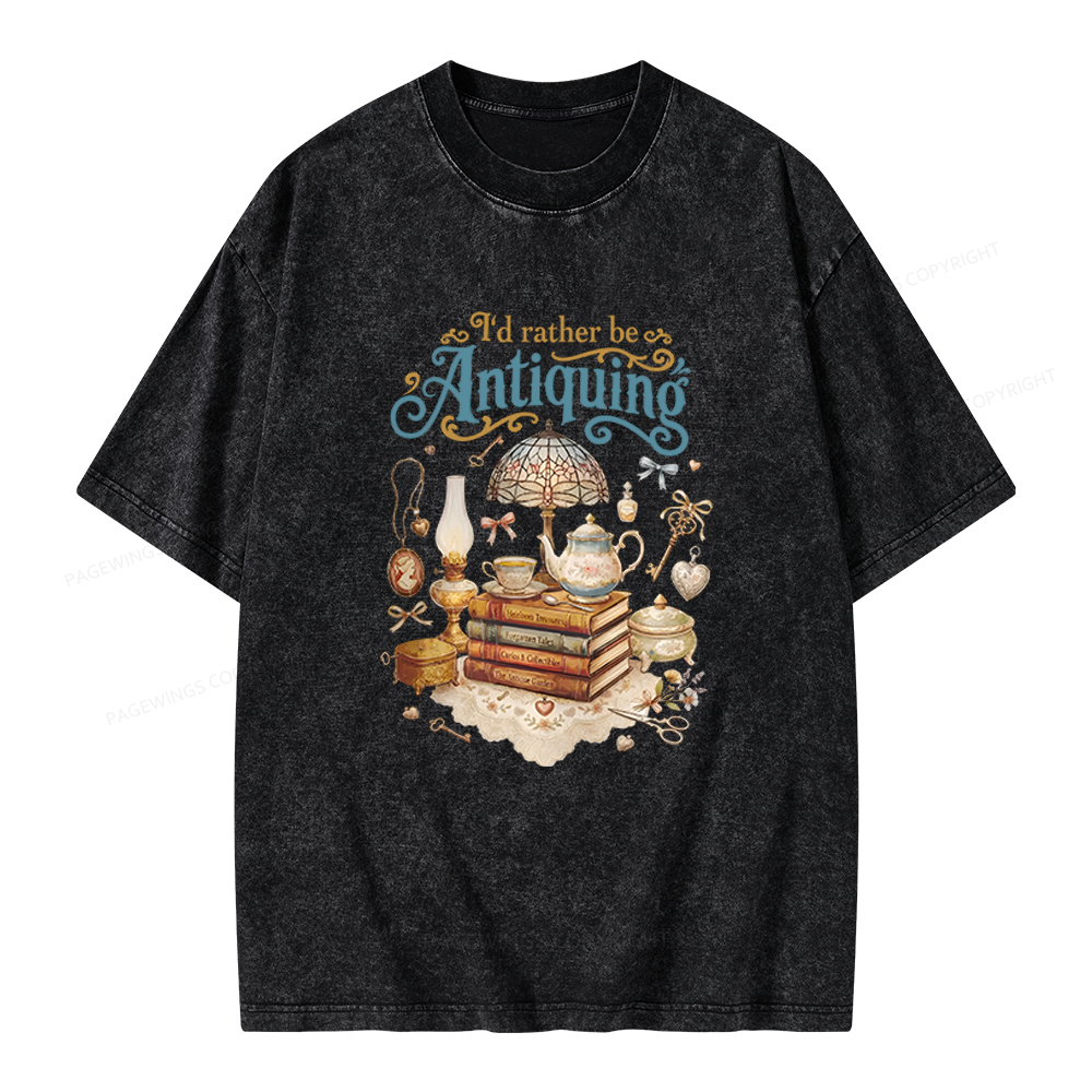 Pagewings I’d Rather Be Antiquing Unisex Washed T-shirt