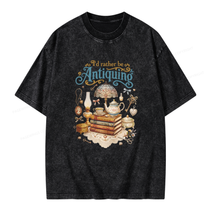 Pagewings I’d Rather Be Antiquing Unisex Washed T-shirt