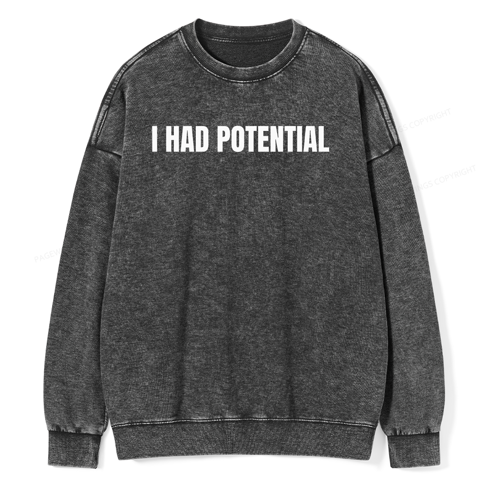 Pagewings I Had Potential Unisex Washed Sweatshirt