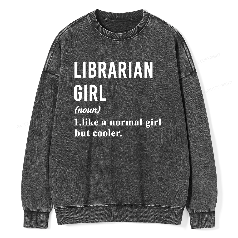 Pagewings Librarian Girl Unisex Washed Sweatshirt