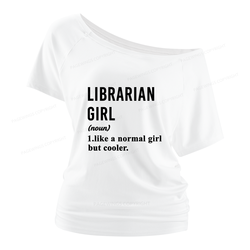 Pagewings Librarian Girl Women Off Shoulder T-shirts