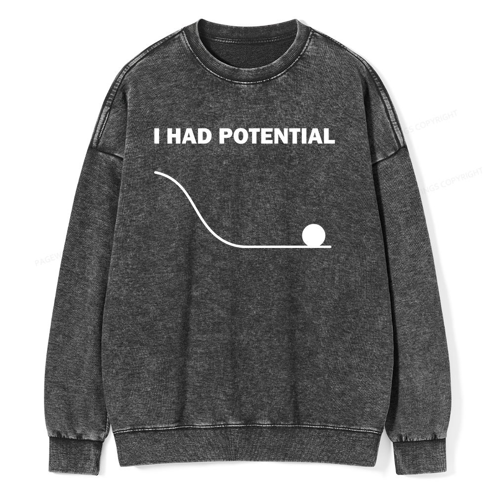 Pagewings I Had Potential Unisex Washed Sweatshirt