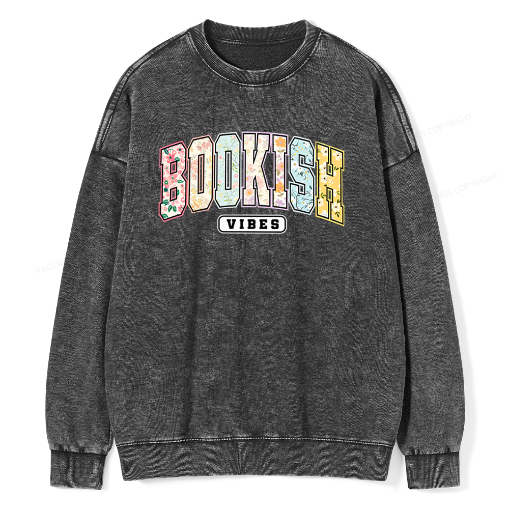 Pagewings Bookish Vibes Unisex Washed Sweatshirt