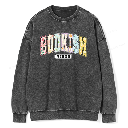 Pagewings Bookish Vibes Unisex Washed Sweatshirt