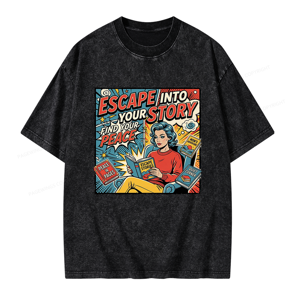 Pagewings Escape Into Your Story Unisex Washed T-shirt