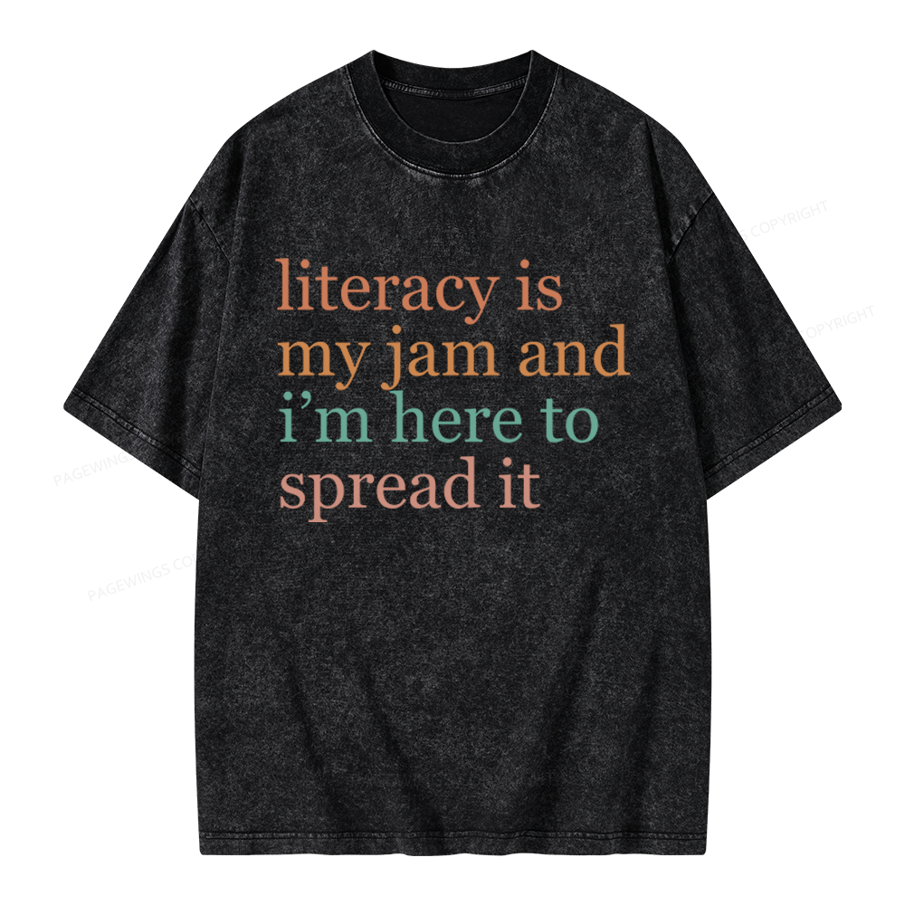 Pagewings Literacy Is My Jam Unisex Washed T-shirt