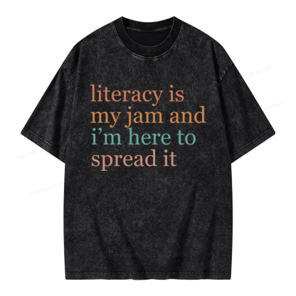 Pagewings Literacy Is My Jam Unisex Washed T-shirt