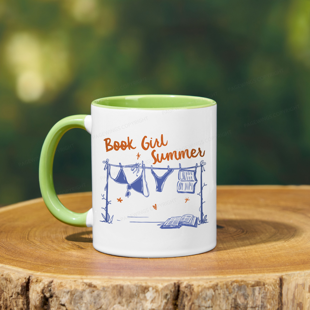 Pagewings Book Girl Summer Bookish Mug
