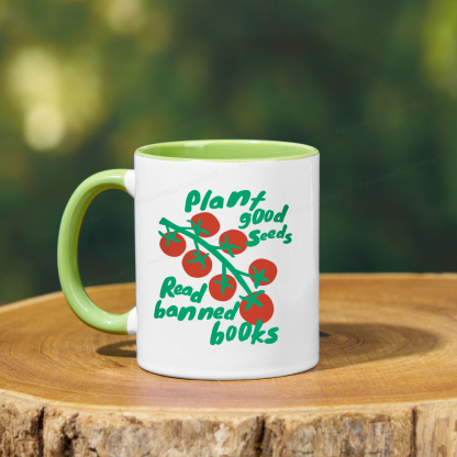 Pagewings Plant Good Seeds Read Banned Books Mug