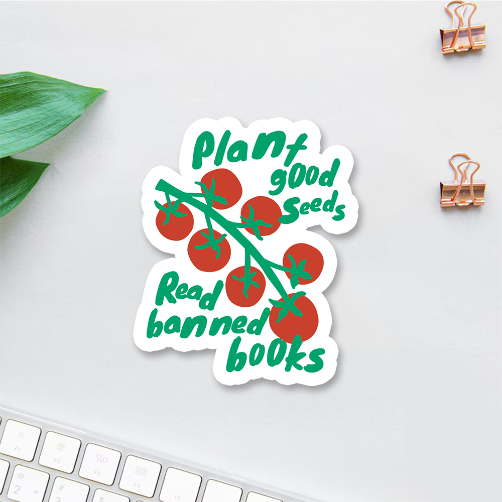Pagewings Plant Good Seeds Read Banned Books Sticker