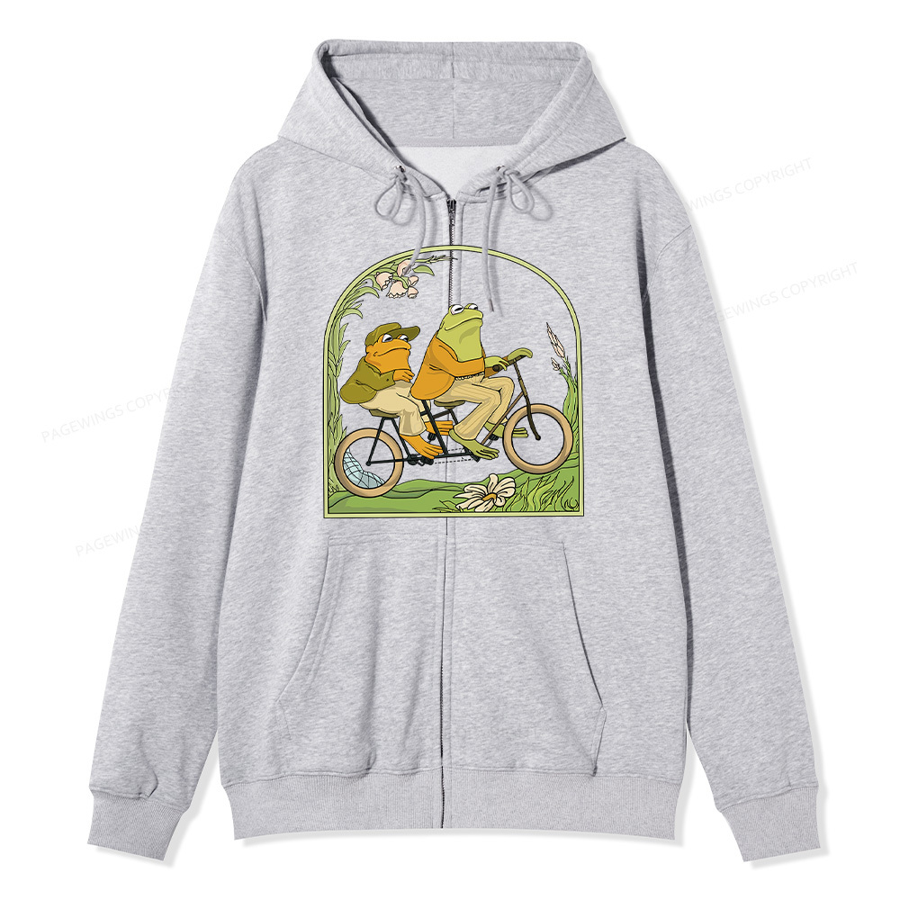 Pagewings Frog And Toad Book Vintage Unisex Fleece Zip Up Hoodie