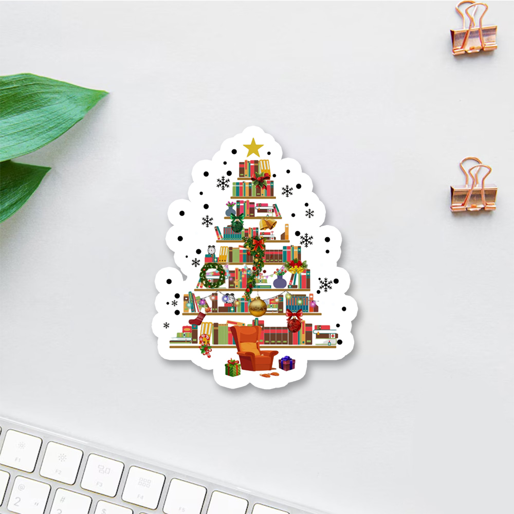 Pagewings Christmas Tree Made Of Books Sticker