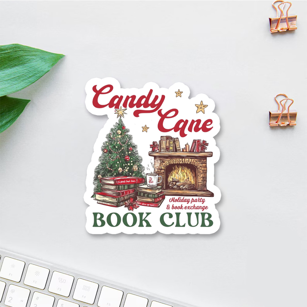 Pagewings Candy Cane Christmas Book Club Sticker