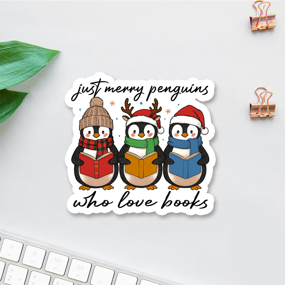 Pagewings Just Merry Penguins Who Love Books Sticker