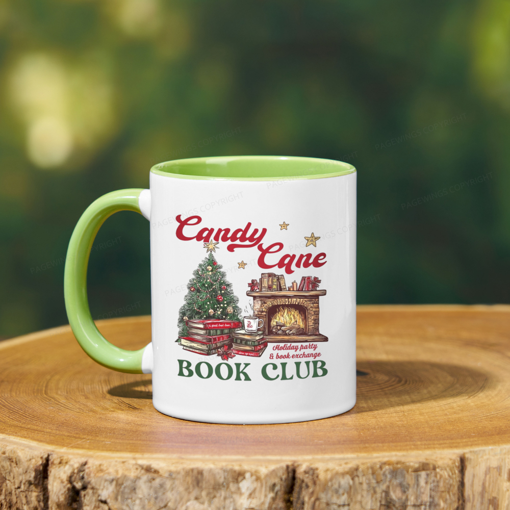 Pagewings Candy Cane Christmas Book Club Mug