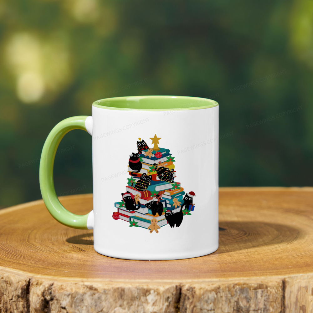 Pagewings Cute Cats Books Christmas Tree Mug