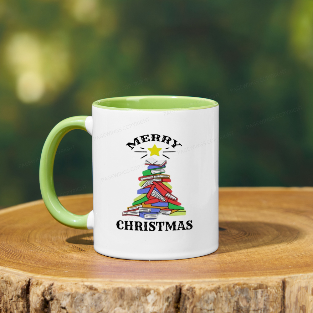 Pagewings Merry Christmas Book Tree Mug