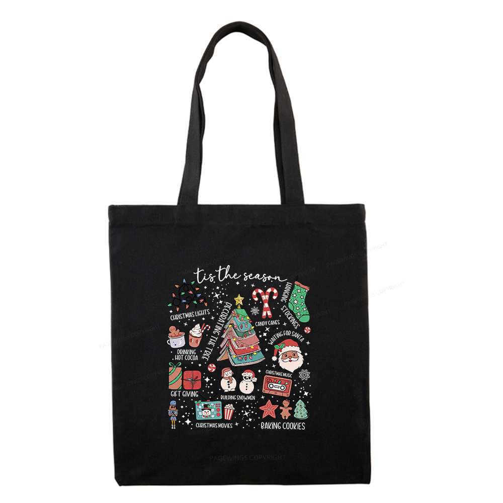 Pagewings Book Lover Retro Christmas Tote Bag