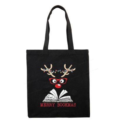 Pagewings Christmas Reindeer Reading Tote Bag