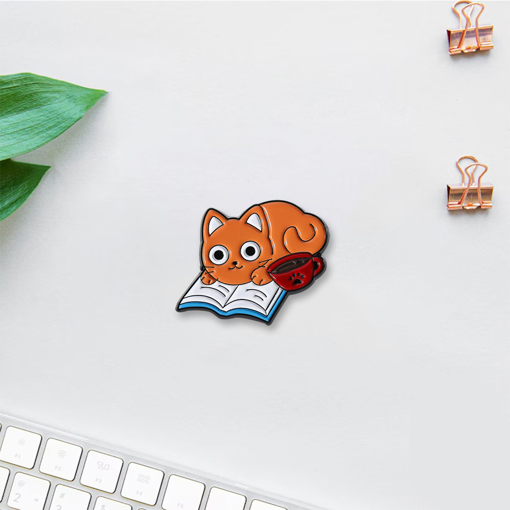 Pagewings Lovely Cat and Book Enamel Pin Badge