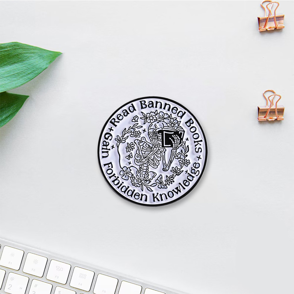 PagewingsRead Banned Books Gain Forbidden Knowledge Enamel Pin Badge